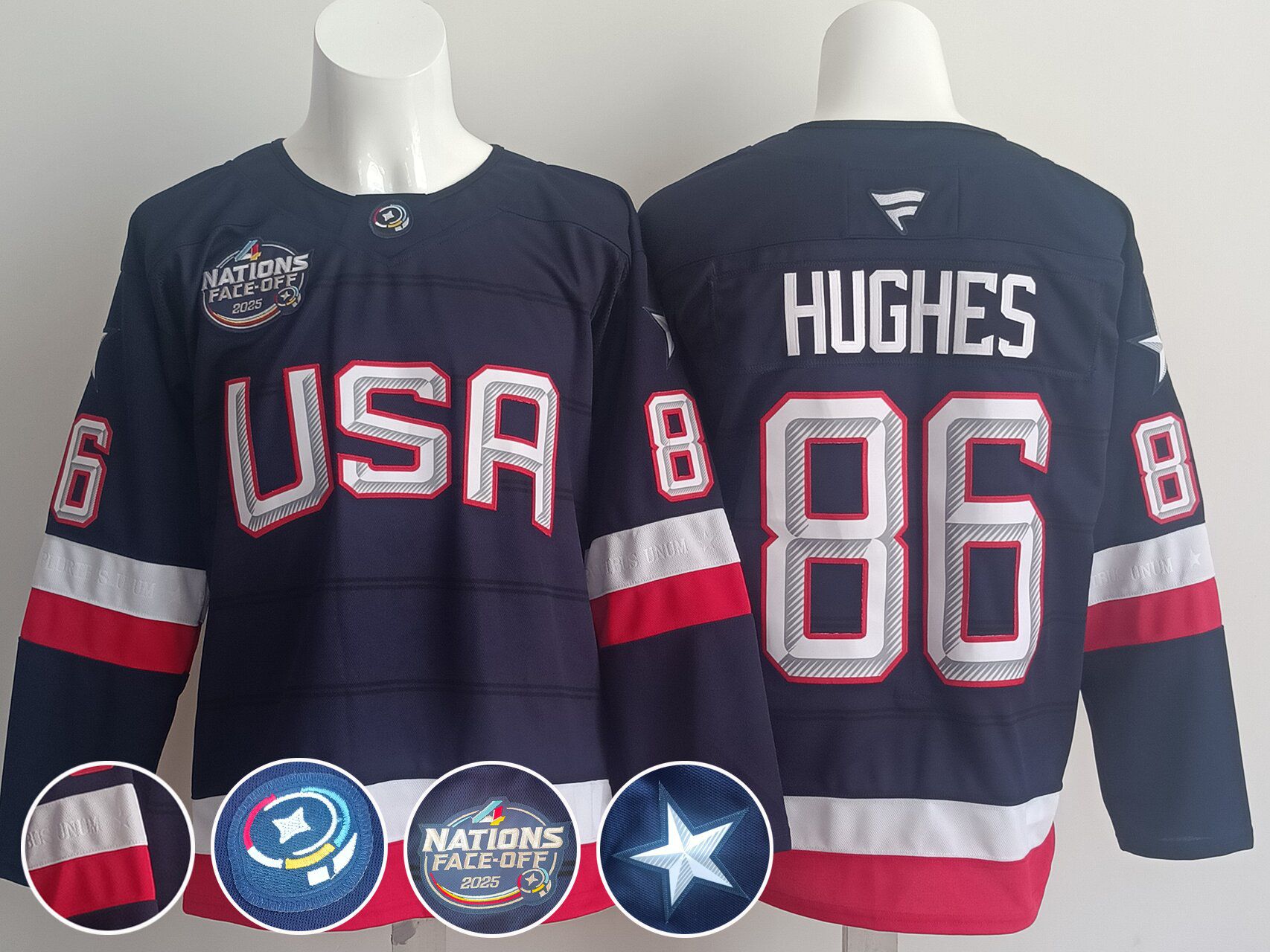 Men USA #86 Hughes Blue 2025 Fanatics Home Premium NHL Jersey->more nhl jerseys->NHL Jersey